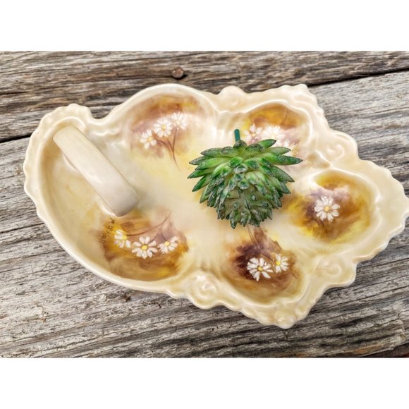 Vintage Handpainted Porcelain Lemon finger Dish, Daisy Flower - Picture 6 of 6